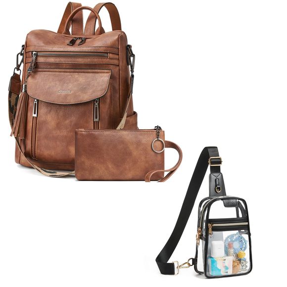 Backpack Purse for Women + Clear Bag Stadium Approved...